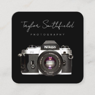 Quadrado Câmera de cinema fina linha Cartão de visita de fo