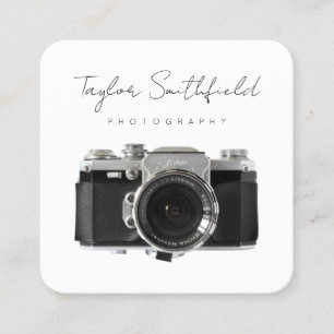 Quadrado Câmera de cinema fina linha Cartão de visita de fo