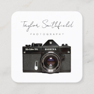 Quadrado Câmera de cinema fina linha Cartão de visita de fo