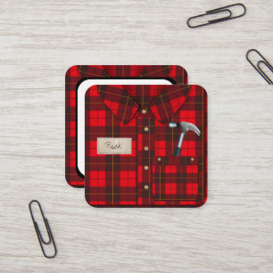 Quadrado camisa de gingham vermelha cartão de visita