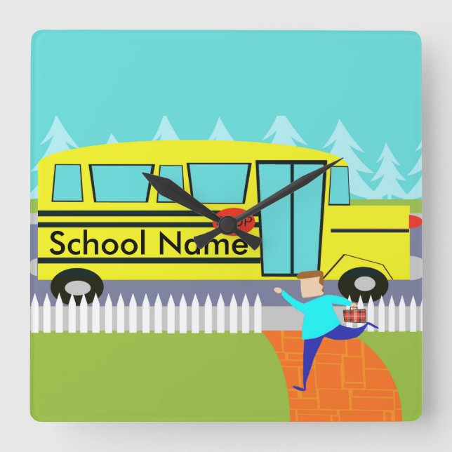 Quadrado Captura personalizável do relógio de ônibus escola (Frente)
