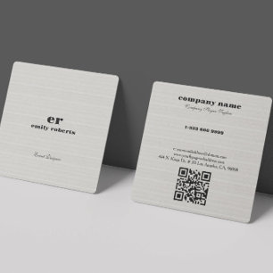 Quadrado Cartão de Visita com Código QR em Lona de Burlap B