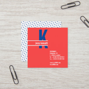 Quadrado Cartão de Visita com Monograma de Coral Impression