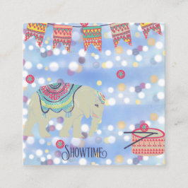 Quadrado Cartão de visita com Tema de Circo de Tempo de Exi