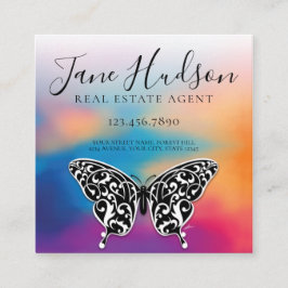 Quadrado Cartão de Visita Coração Colorido com Pontos