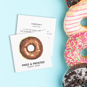 Quadrado Cartão de Visita da Loja de Donuts Fritos e Cobert