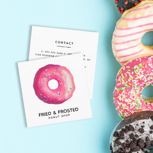 Quadrado Cartão de Visita da Loja de Donuts Fritos e Cobert