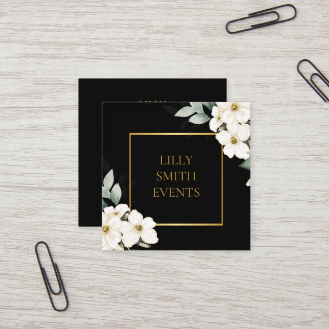 Quadrado Cartão de visita de Aquarela Moderna Design Floral (Frente/Verso In Situ)
