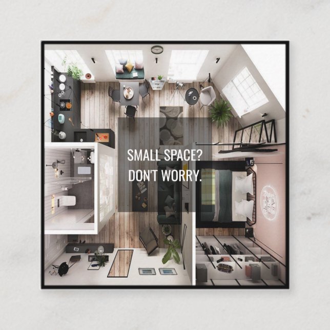 Quadrado cartão de visita de arquiteto e designer de interi (Frente)