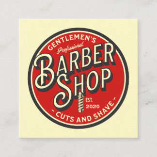 Quadrado Cartão de Visita de Barbearia Retro