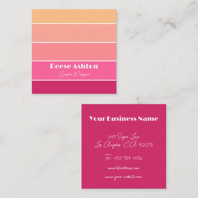 Quadrado Cartão de visita de bloco de cores personalizado e (Frente/Verso)