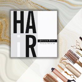 Quadrado Cartão de visita de cabeleireiro preto e branco si