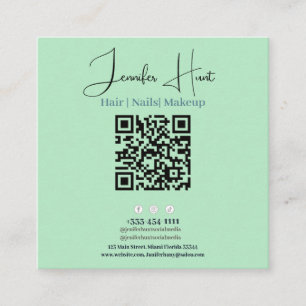 Quadrado Cartão de visita de código QR minimalista verde-cl