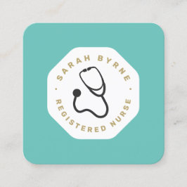 Quadrado Cartão de visita de estetoscópio com enfermeiro ou