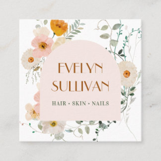 Quadrado Cartão de visita de flores silvestres de aquarela 