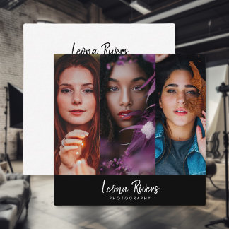 Quadrado Cartão de visita de Fotógrafo de Código QR de Três