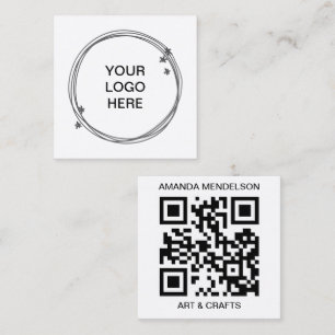 Quadrado Cartão de visita de logotipo ou foto e código QR