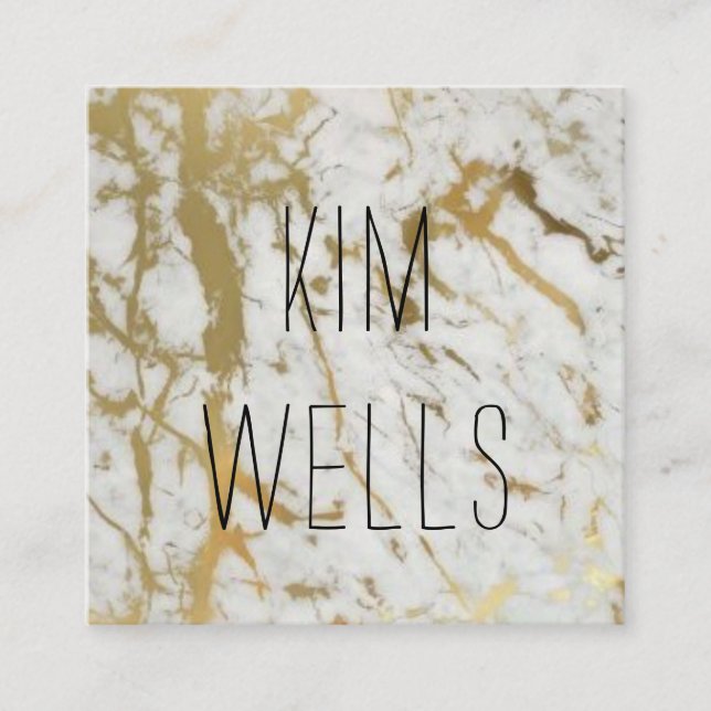 Quadrado cartão de visita de mármore do ouro (Frente)