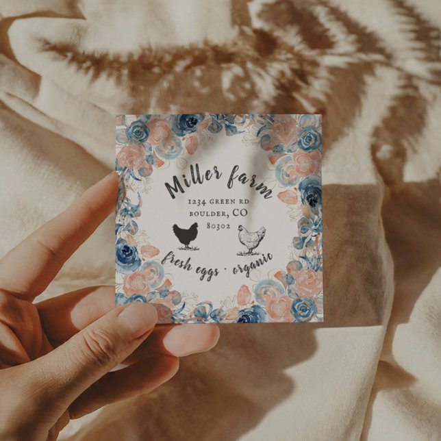 Quadrado Cartão de visita de Ovos de Galinha Coral Azul (Criador carregado)