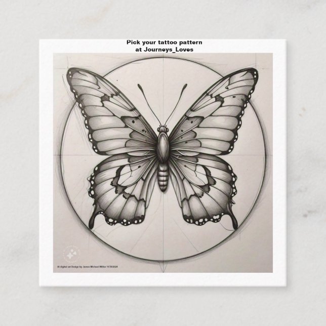 Quadrado Cartão de visita de padrão de tatuagem (Frente)