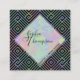 Quadrado Cartão de visita de padrão holográfico moderno