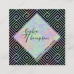 Quadrado Cartão de visita de padrão holográfico moderno