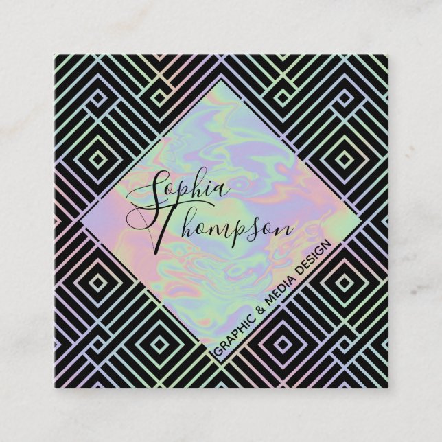 Quadrado Cartão de visita de padrão holográfico moderno (Frente)