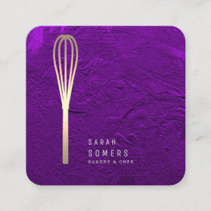 Quadrado Cartão de visita de Panificação de Whisk Dourad