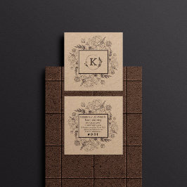 Quadrado Cartão de visita de papel kraft Botânico moderno