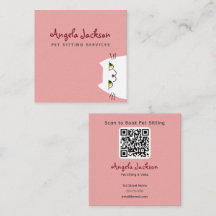 Cartão de Visita de Pet Sitter QR Rosa Negócios de