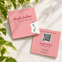 Cartão de Visita de Pet Sitter QR Rosa Negócios de