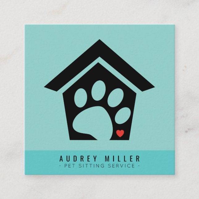 Quadrado Cartão de visita de Pet Sitting Service Pet Care (Frente)