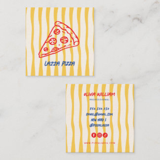 Quadrado Cartão de visita de pizza com rabiscos caprichosos