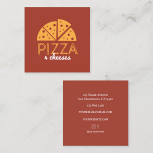 Quadrado Cartão de Visita de Pizzaria com Design Simples Ve