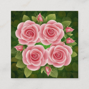 Quadrado Cartão de visita de Rosas Rosa Floral