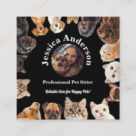 Quadrado Cartão de visita de Separador Preto com Foto Perso