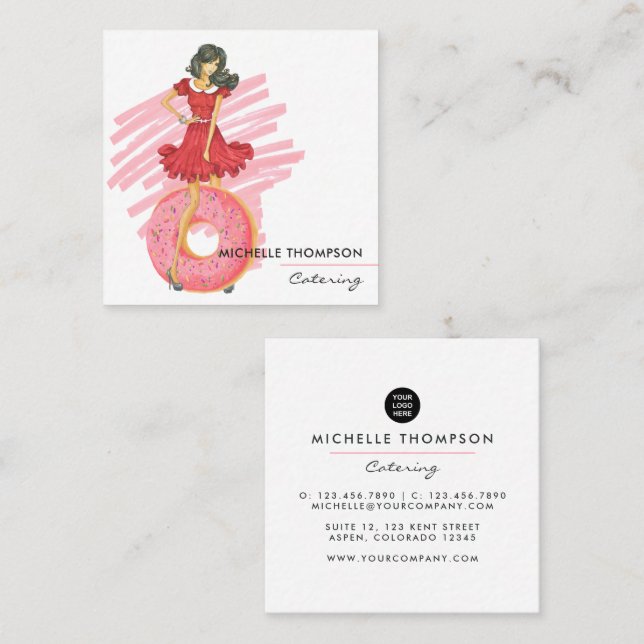 Quadrado Cartão de Visita de Serviço de Alimentação para Ev (Frente/Verso)