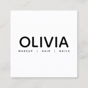 Quadrado Cartão de visita de Tipografia Branca Negra Branca