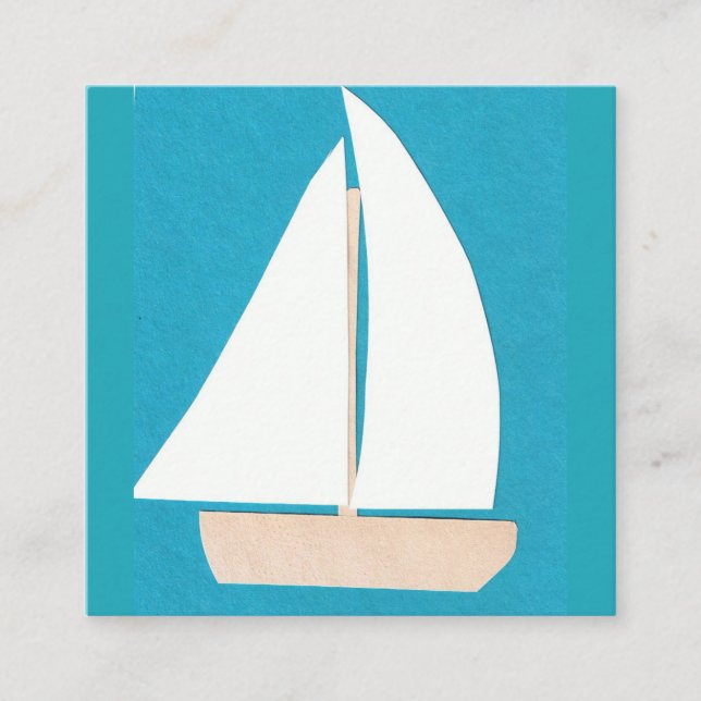 Quadrado Cartão de visita de turquesa com veleiro (Frente)