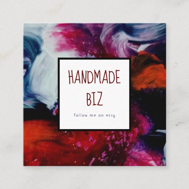 Quadrado Cartão de visita do Biz Square artesanal (Frente)