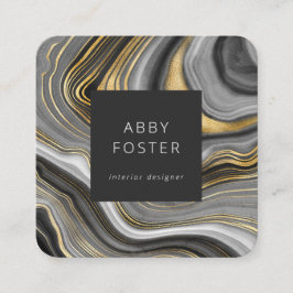 Quadrado Cartão de visita do Marble Designer Dourado da Cin