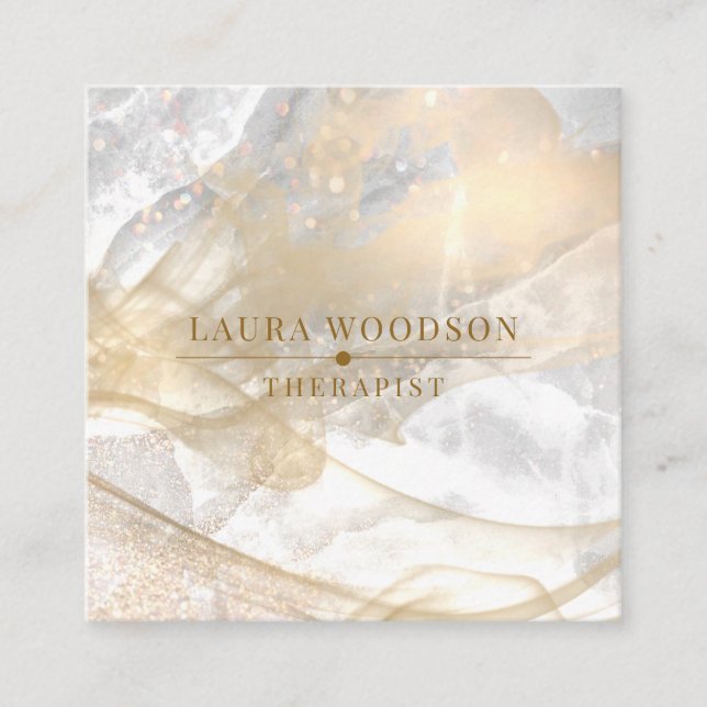 Quadrado Cartão de visita Dourada abstrato (Frente)