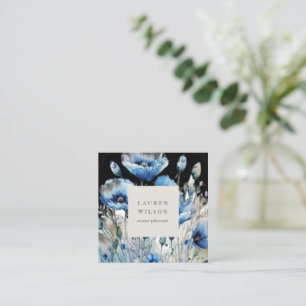 Quadrado Cartão de visita Elegante de Flor Azul