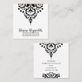 Quadrado CARTÃO DE VISITA elegante na moda damask preto