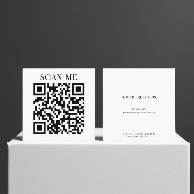 Quadrado Cartão de Visita Empresarial de QR-code Minimalist (Criador carregado)