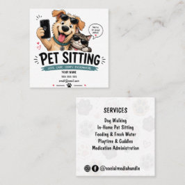 Quadrado Cartão de Visita Engraçado para Pet Sitter Persona