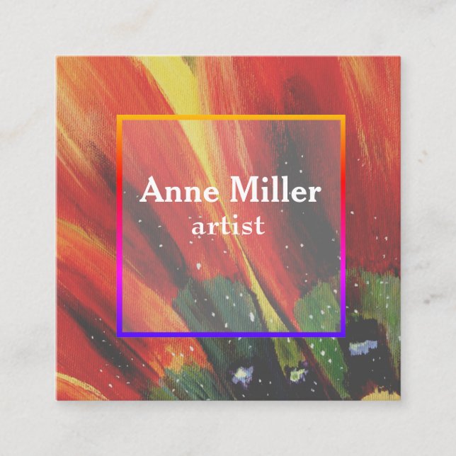 Quadrado Cartão de visita feminino floral colorido (Frente)