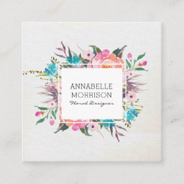 Quadrado Cartão de visita floral da aguarela do quadro