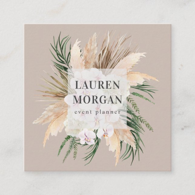 Quadrado cartão de visita floral elegante tropical (Frente)
