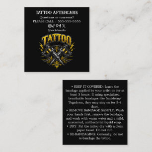Quadrado Cartão de Visita Instruções de Cuidados Pós-Tatuag